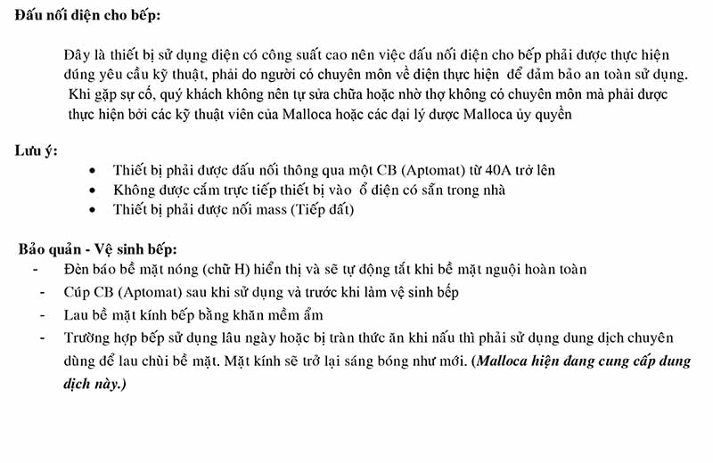 vệ sinh bếp điện malloca Mh04R