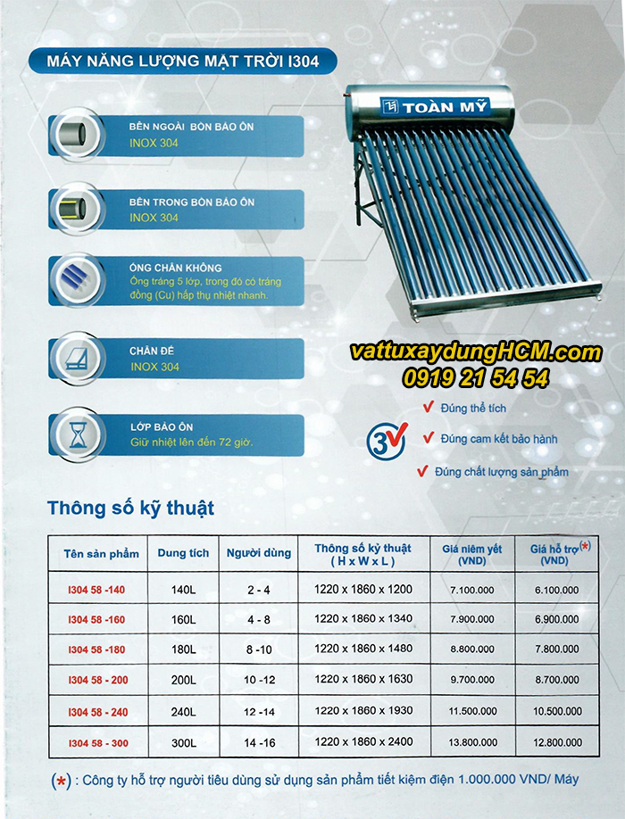 THONG SO KY THUAT MAY NANG LUONG MAT TROI TOAN MY