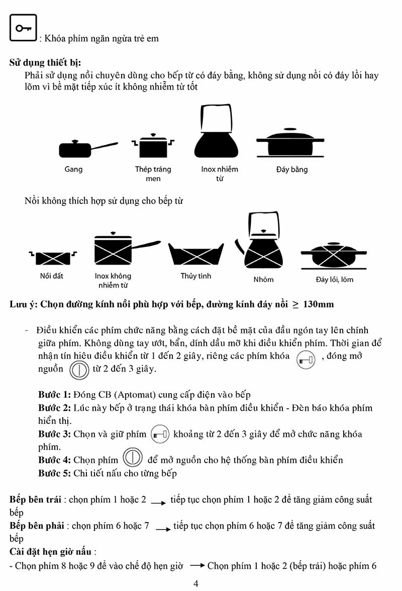 tính năng bếp từ malloca MDH-02I