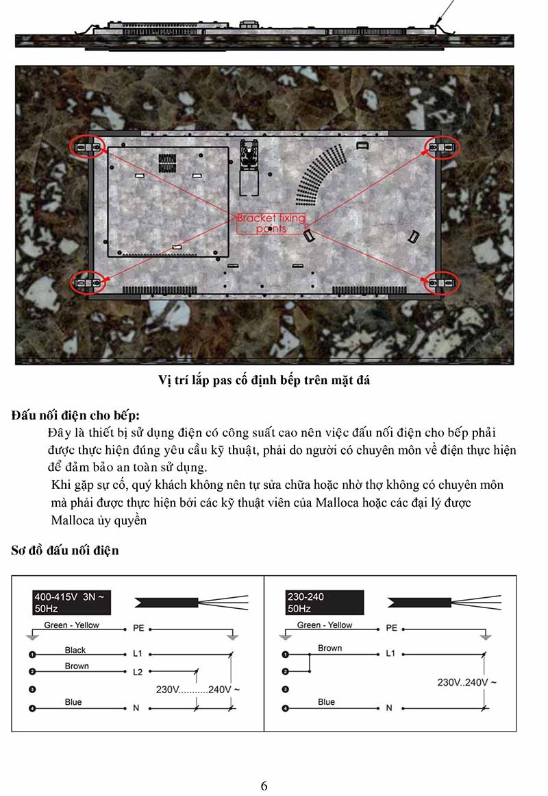 lắp đặt bếp từ malloca dạng domino