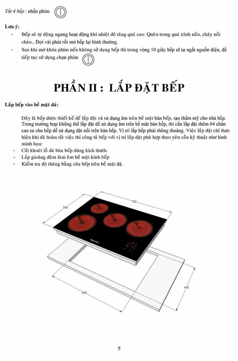 lắp đặt bếp điện malloca Mh04R