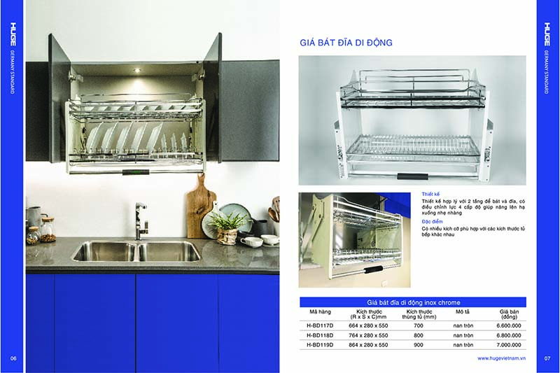 thông số kỹ thuật giá để bát đĩa nâng hạ inox304