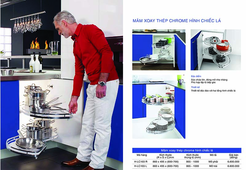 Thông số kỹ thuật mâm xoay tủ bếp hình chiếc lá HUGE