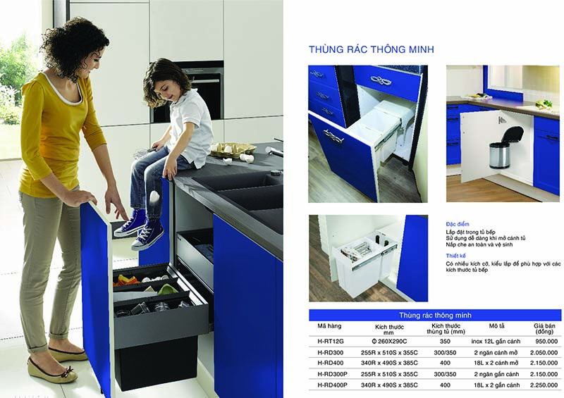 THÔNG SỐ KỸ THUẬT THÙNG RÁC GẮN CÁNH TỦ BẾP HUGE