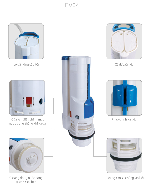 Cụm xả bồn cầu 2 khối