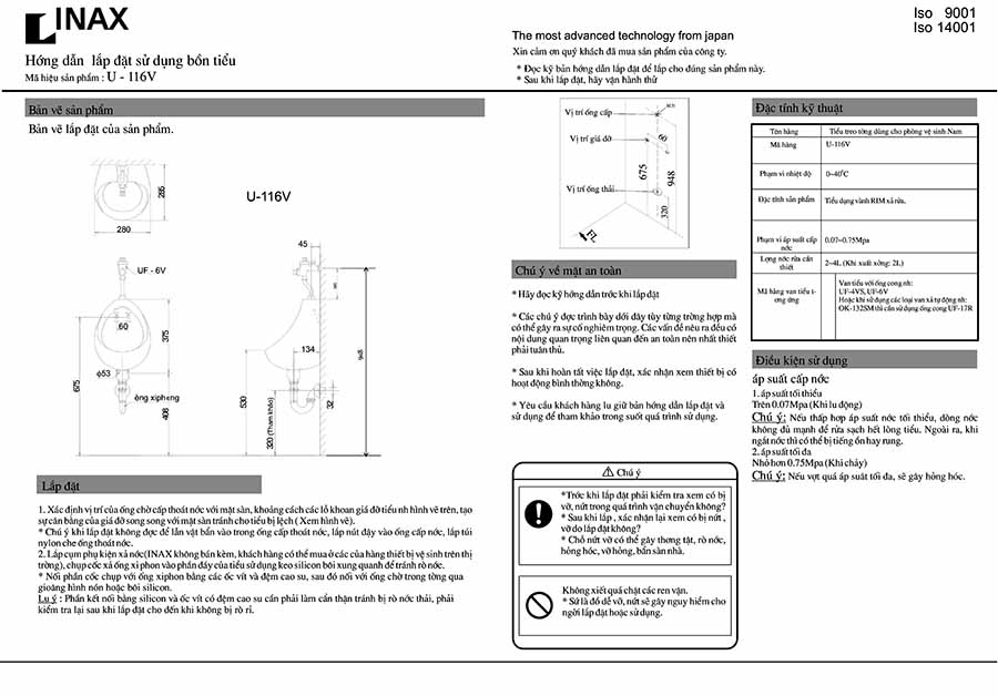 HUONG DAN LAP DAT TIEU NAM INAX U-116V