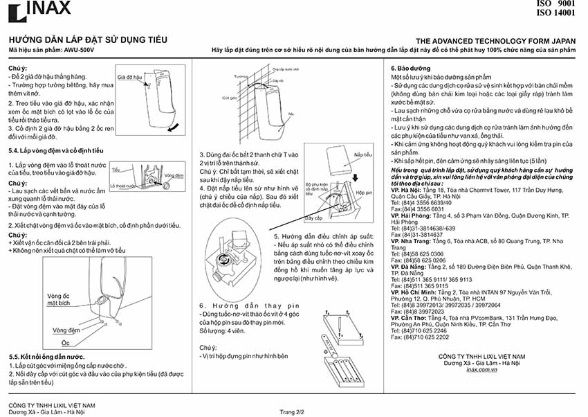 ban ve huong dan lap dat tieu nam inax AWU-500V