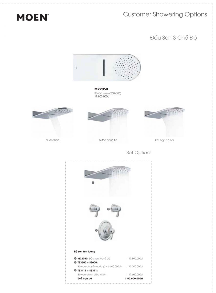 Sen tắm nóng lạnh âm tường cao cấp MOEN M22050-2