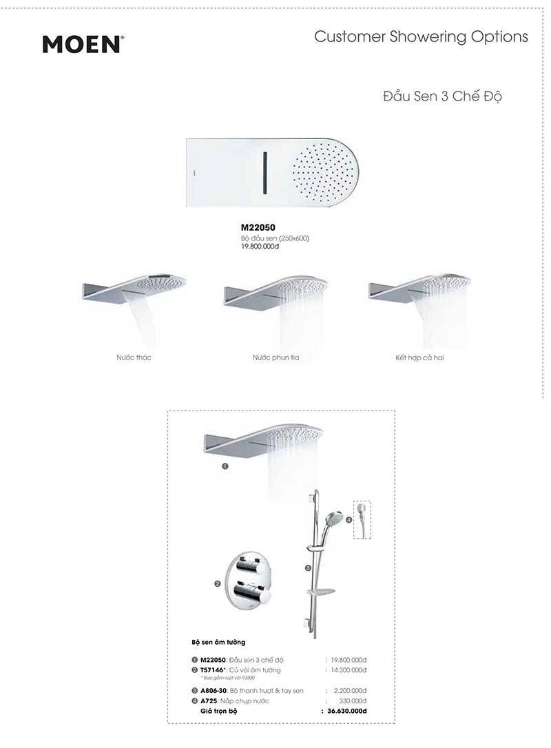 Bộ sen tắm nóng lạnh âm tường MOEN M22050-1