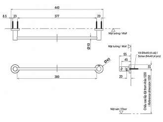 thanh-vat-khan-don-400mm-toto-yt406s4rv
